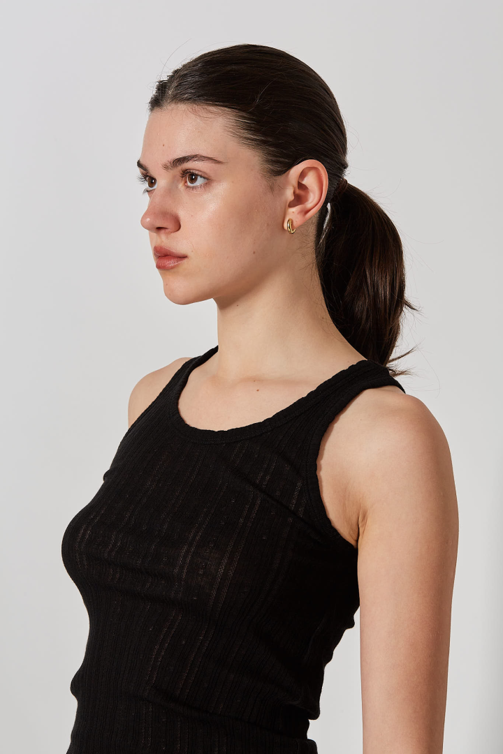 Mara Wrinkled Cropped Tank Top - Black