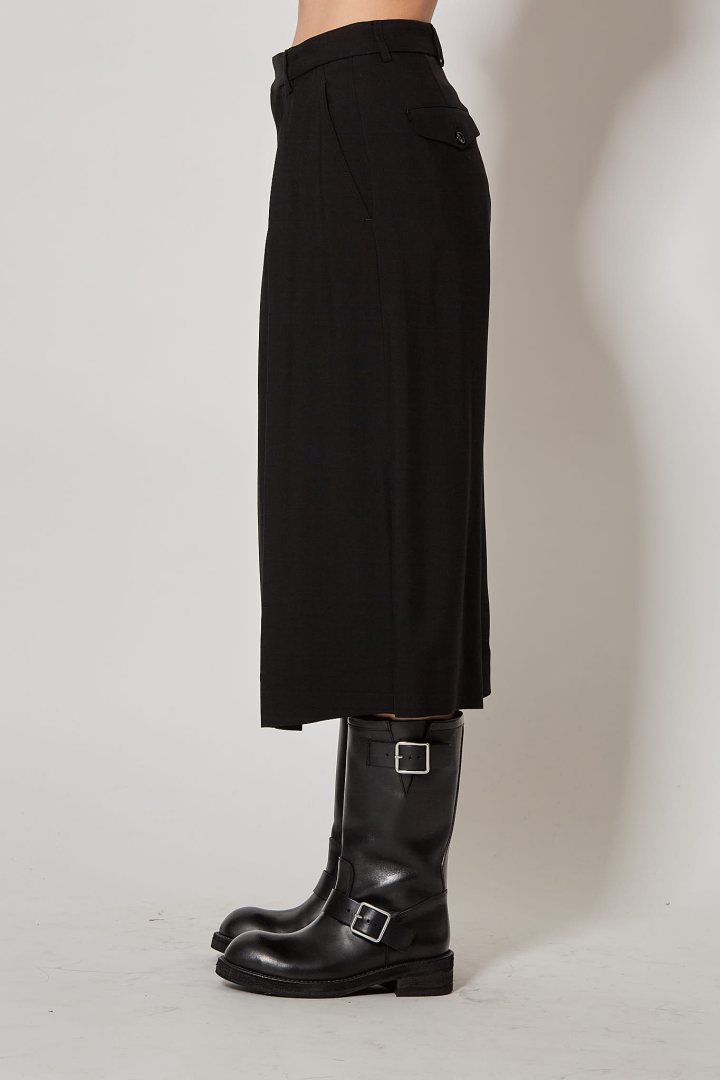 Yura Midi 'A' Line Pleated Skirt - Black