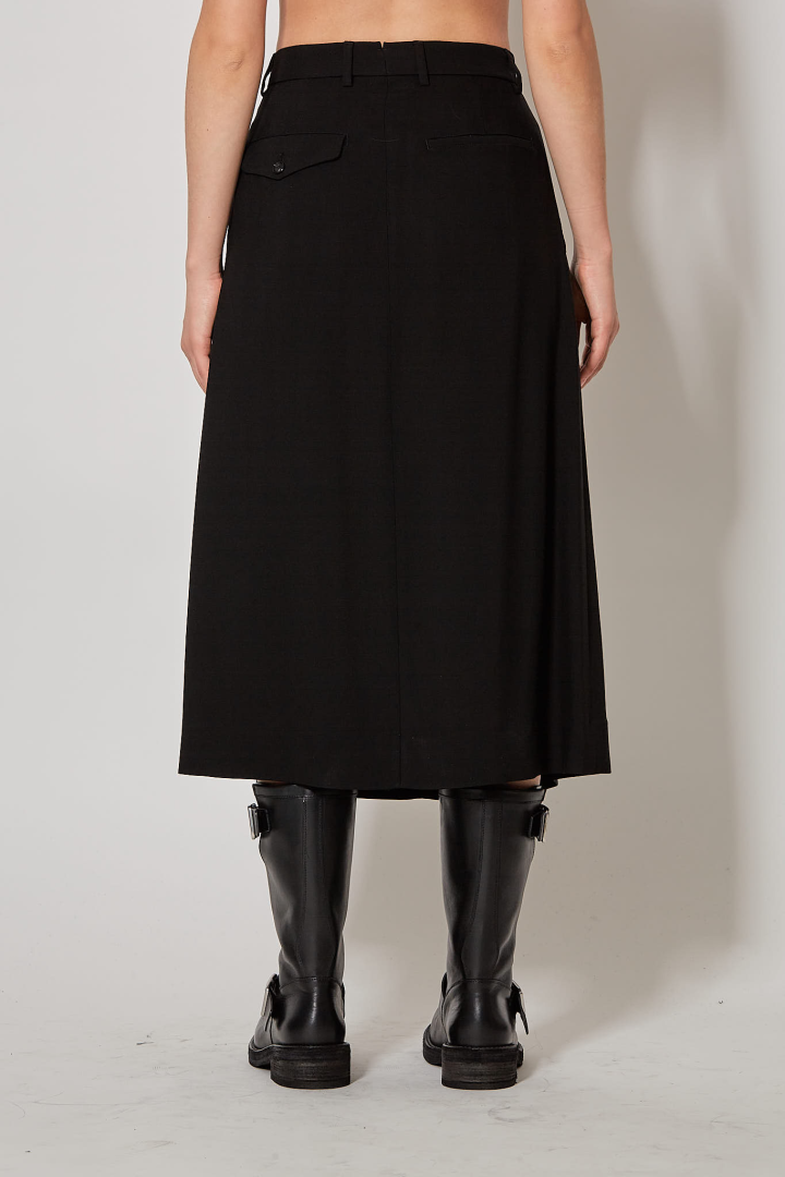 Yura Midi 'A' Line Pleated Skirt - Black