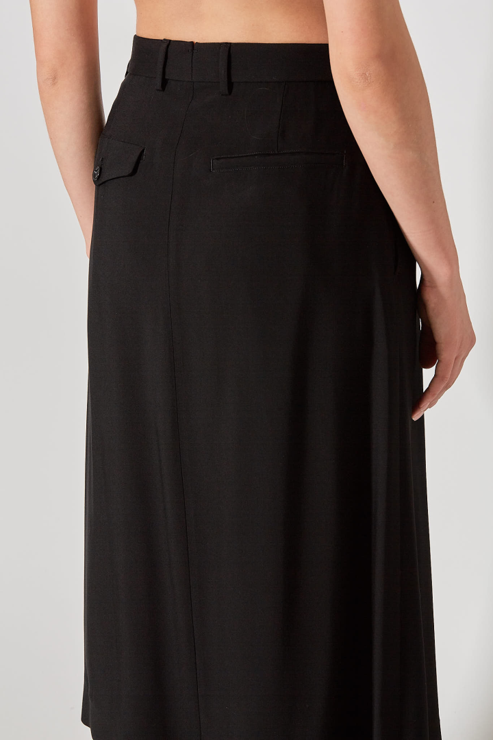 Yura Midi 'A' Line Pleated Skirt - Black
