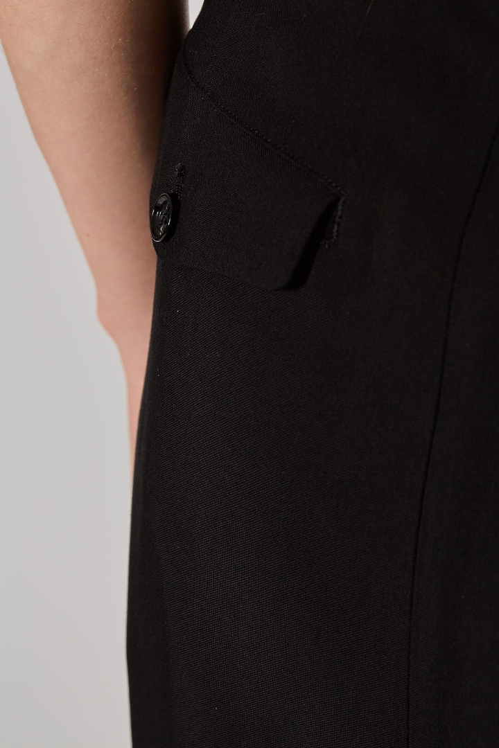 Yura Midi 'A' Line Pleated Skirt - Black