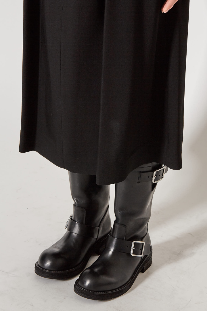 Yura Midi 'A' Line Pleated Skirt - Black