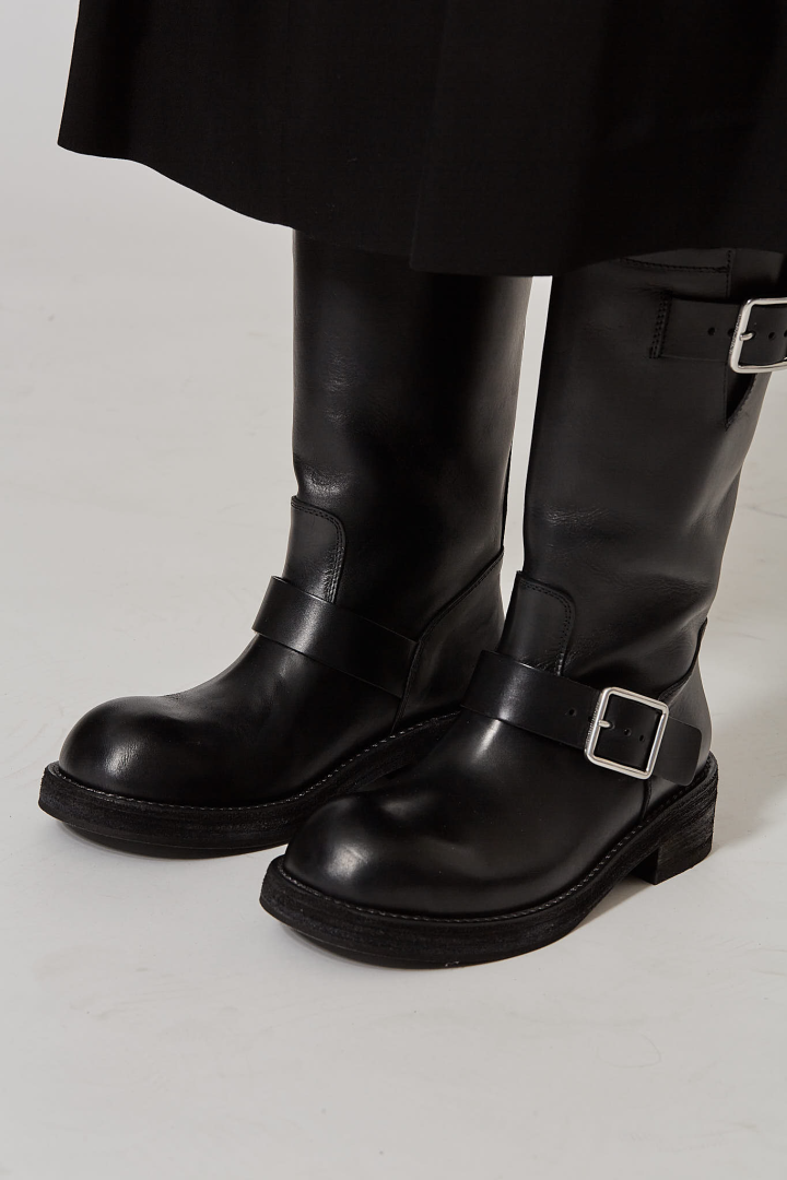 Sarith Engineer Biker Boots With Buckles - Black