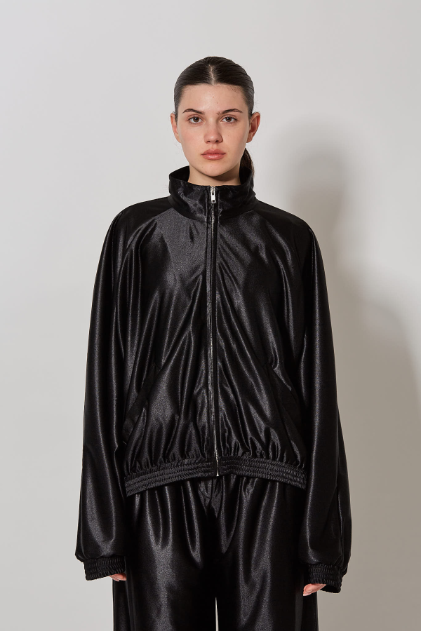 Tracksuit Jacket Cropped - Black