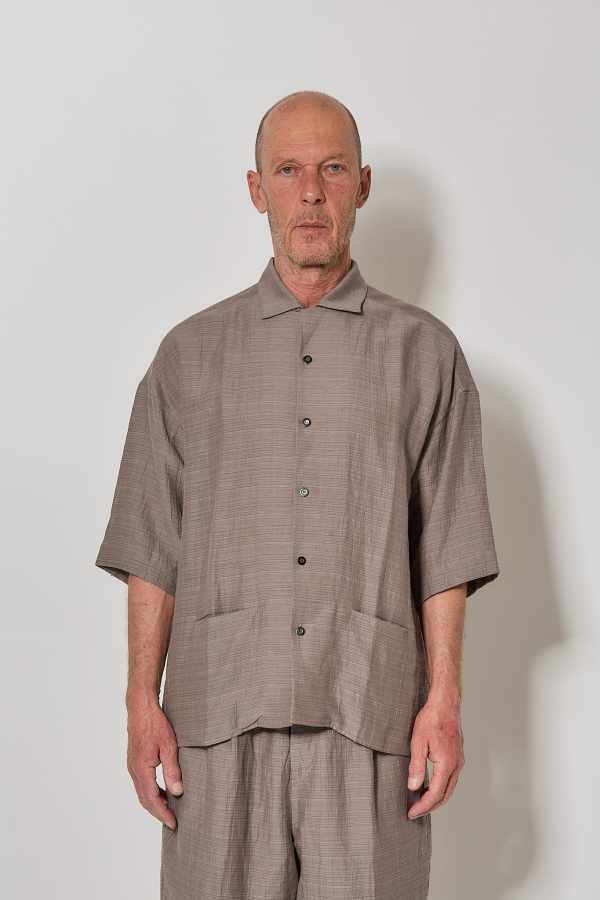 Unisex Woven Bowling Shirt - Light Gray