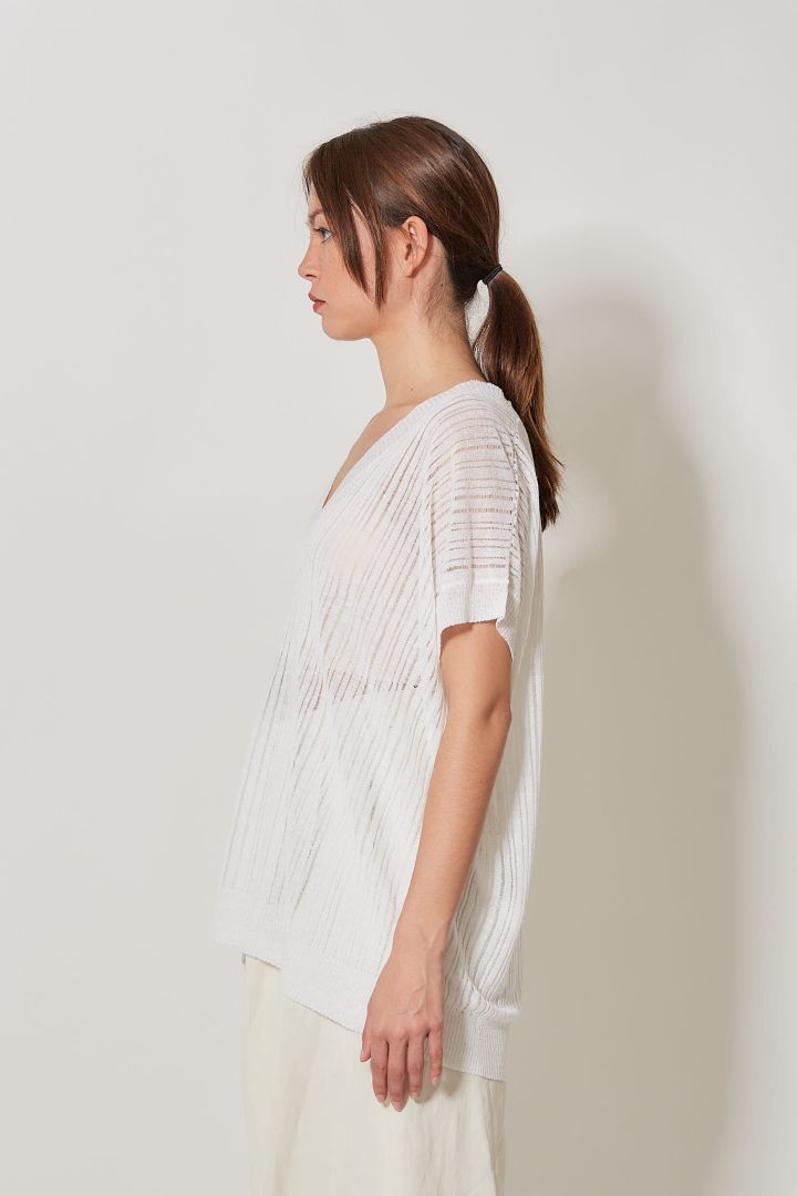 V Neck Top - White