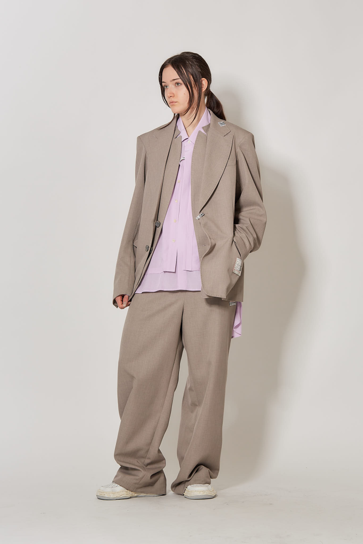 Wooly Texture Easy Trousers - Beige