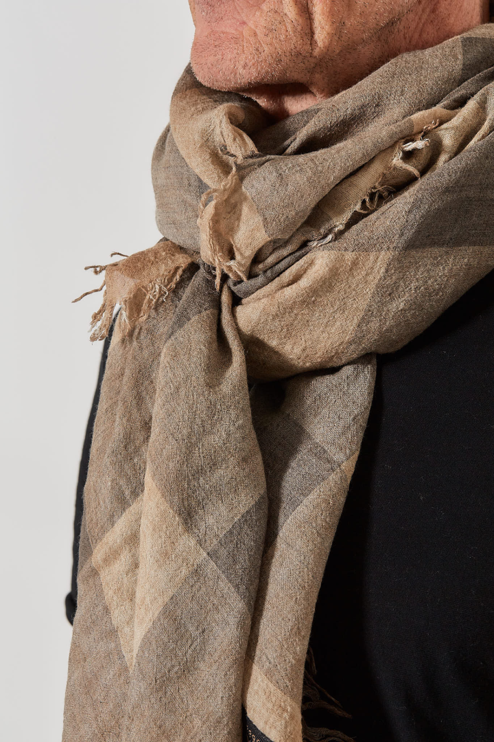 Checker Scarf - Biscuit