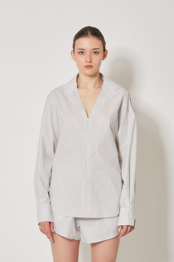 Long Sleeved Shirt - Off White/Grey