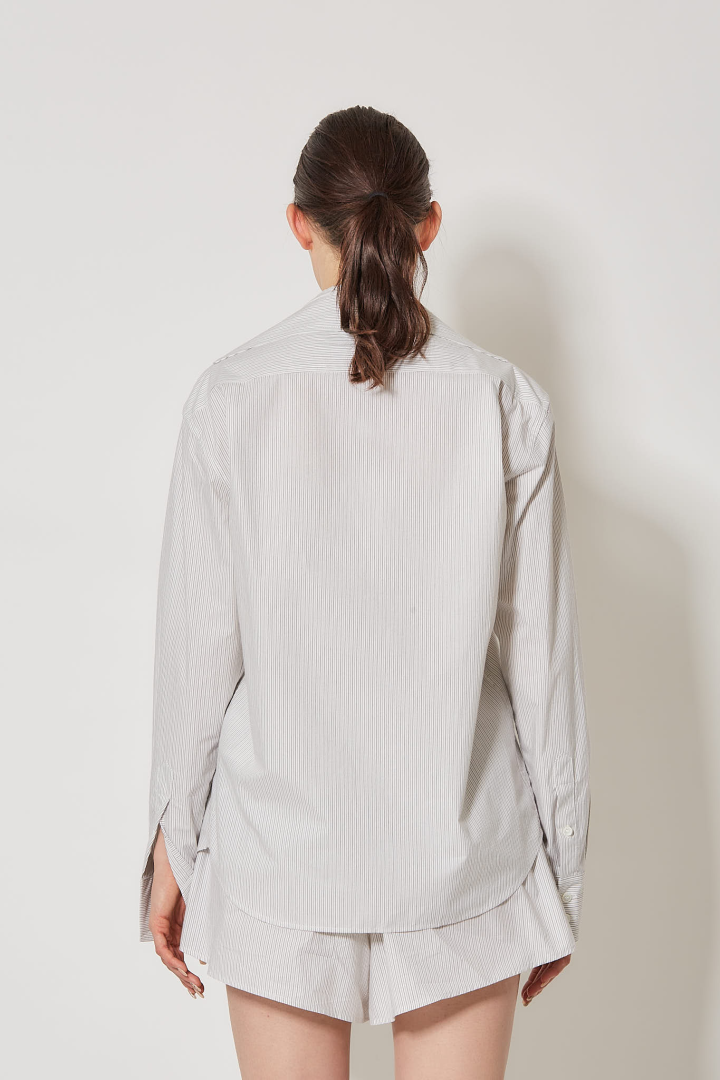 Long Sleeved Shirt - Off White/Grey