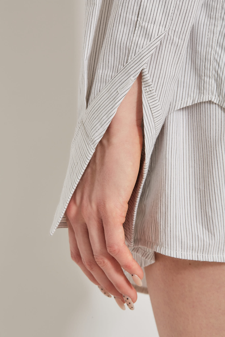 Long Sleeved Shirt - Off White/Grey