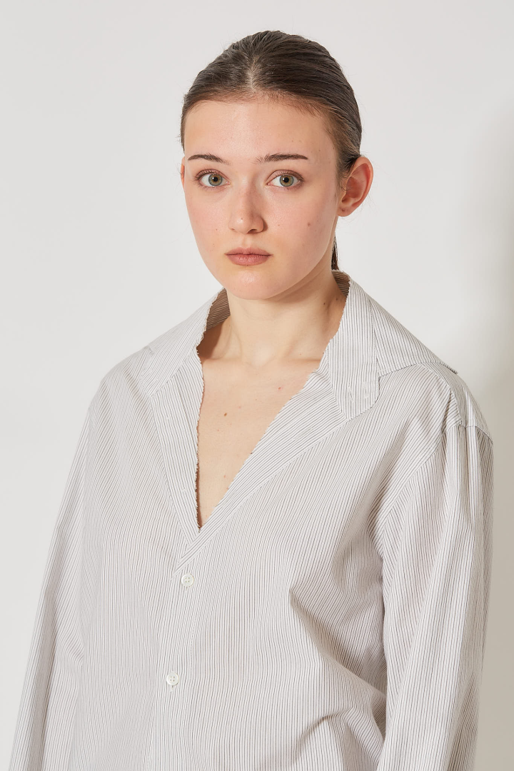 Long Sleeved Shirt - Off White/Grey