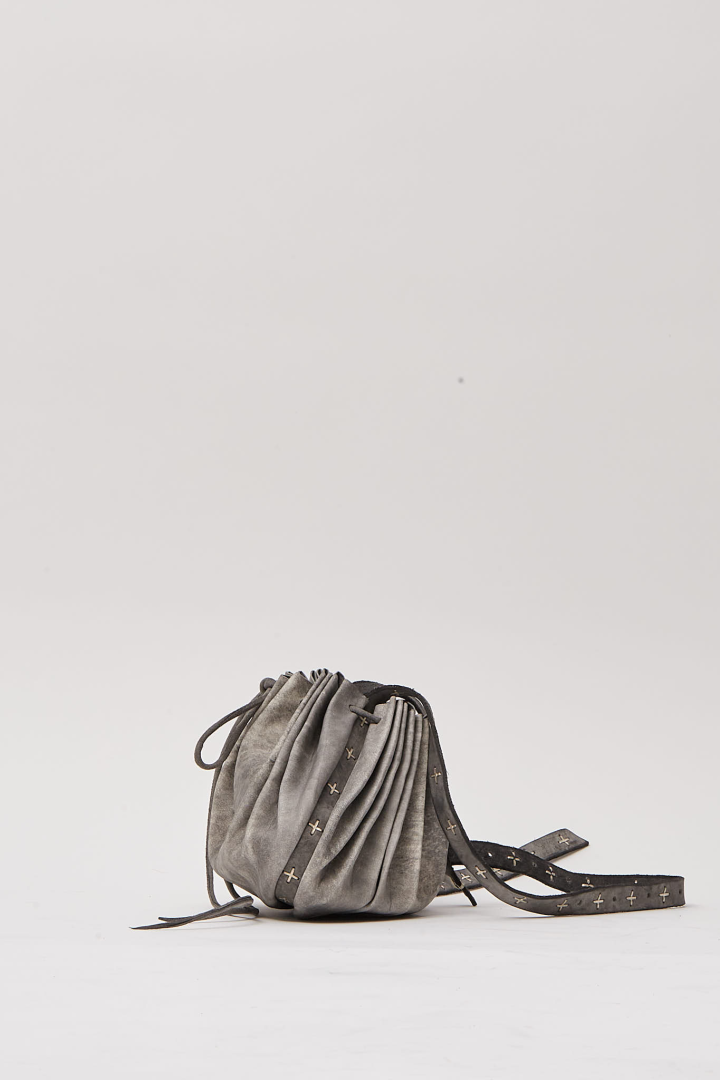 Small Shell Bag W/Cross Studded Strap - Carbon