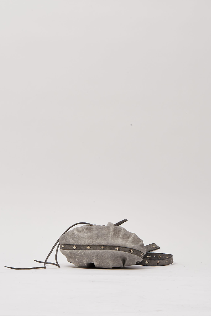 Small Shell Bag W/Cross Studded Strap - Carbon