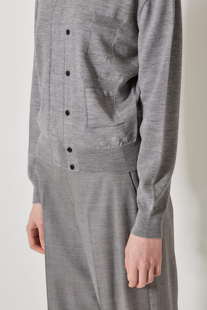 Trompe L’Oeil Cardigan - 8000 Grey