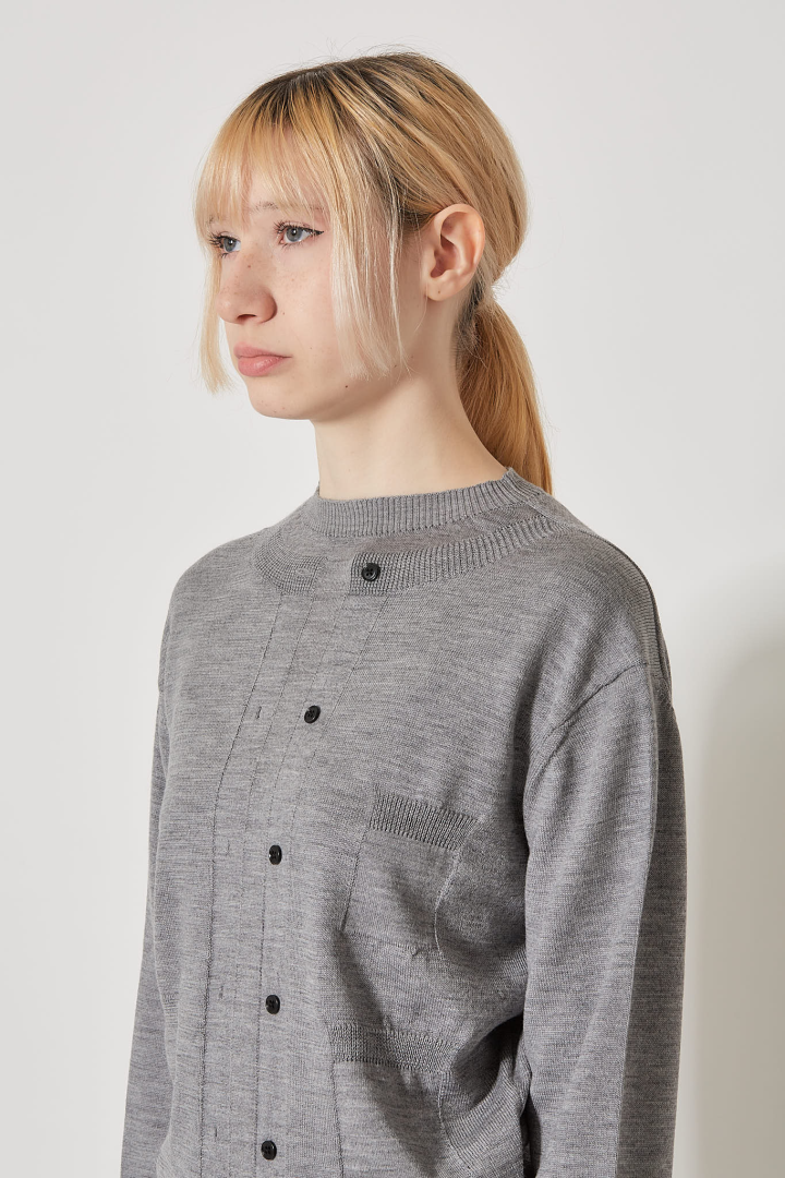 Trompe L’Oeil Cardigan - 8000 Grey