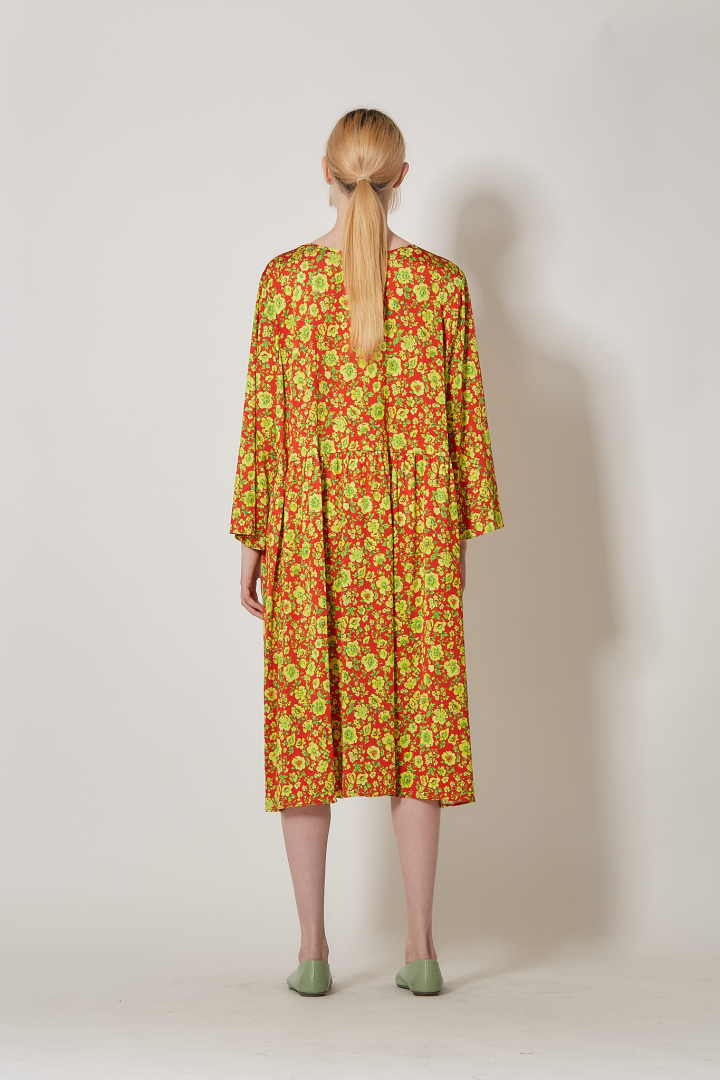 Robe Braderie Bow - Pink Yellow Flowers