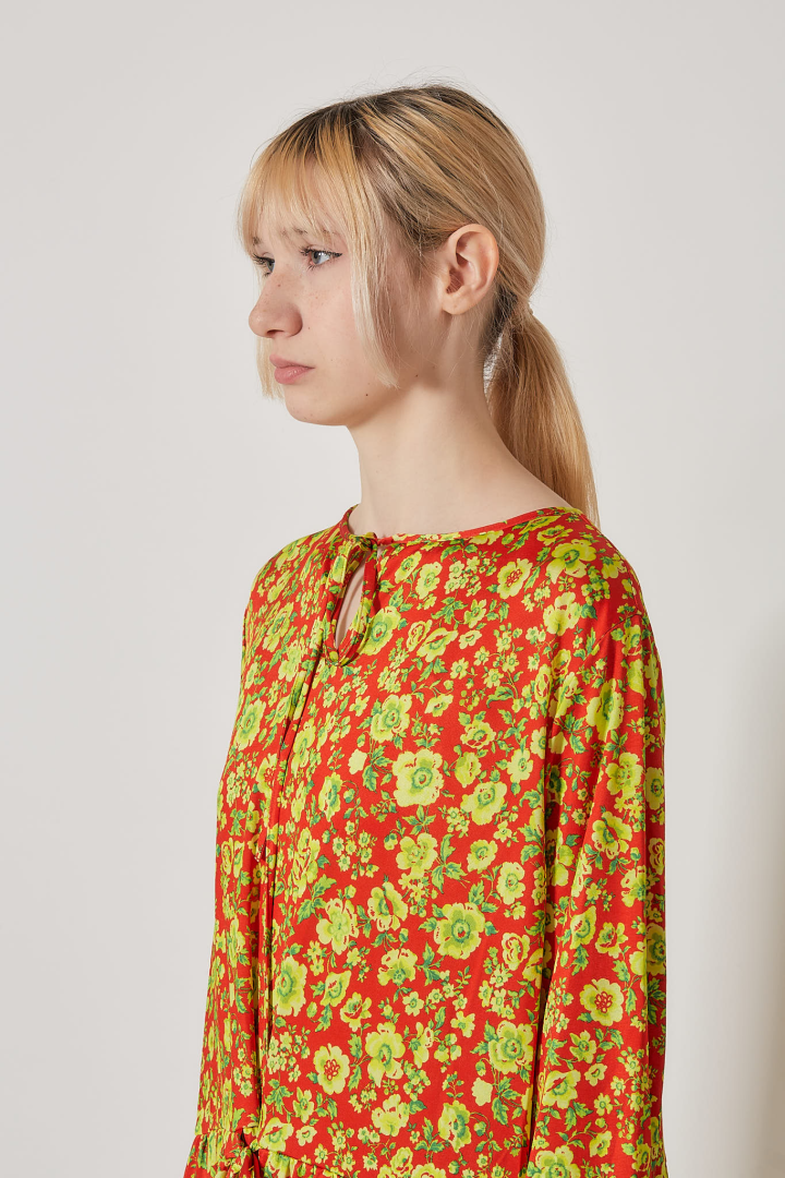 Robe Braderie Bow - Pink Yellow Flowers