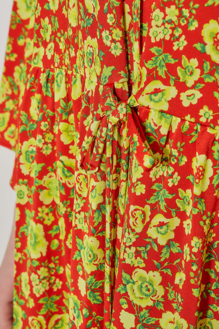 Robe Braderie Bow - Pink Yellow Flowers