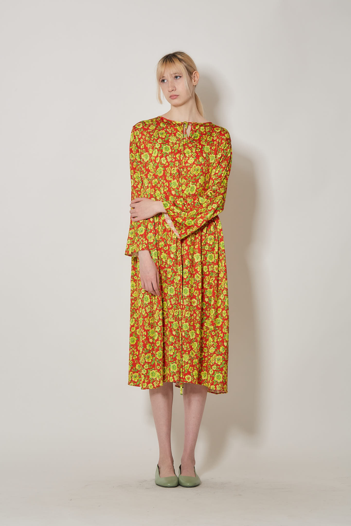 Robe Braderie Bow - Pink Yellow Flowers