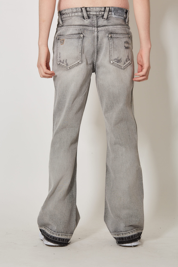 Charcoal Bootcut Denim Trousers Unisex - Grey
