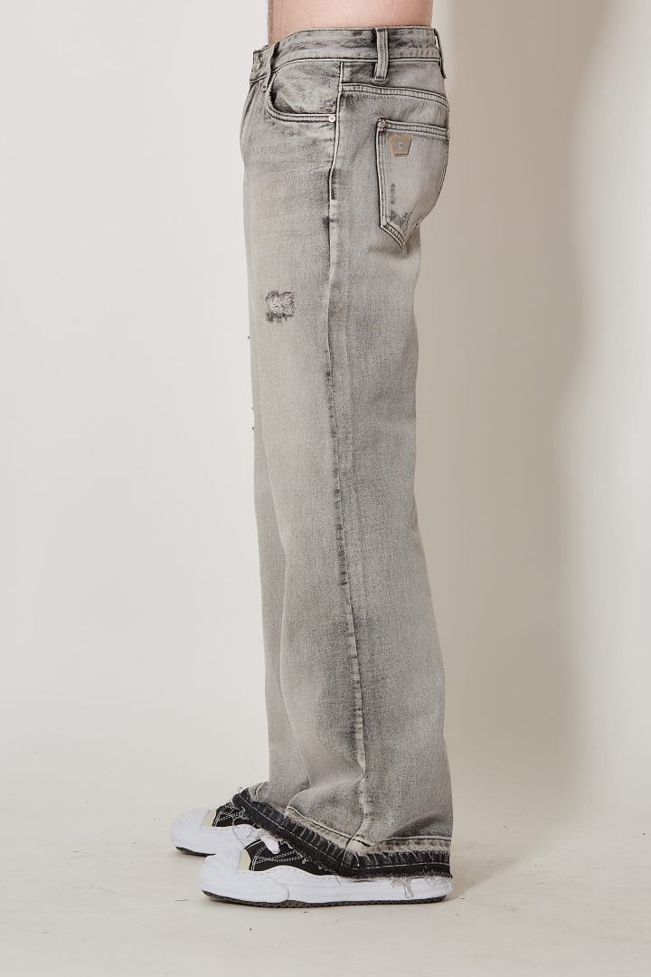 Charcoal Bootcut Denim Trousers Unisex - Grey