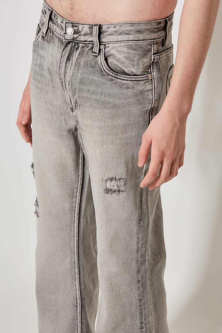 Charcoal Bootcut Denim Trousers Unisex - Grey