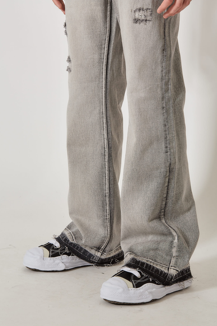 Charcoal Bootcut Denim Trousers Unisex - Grey
