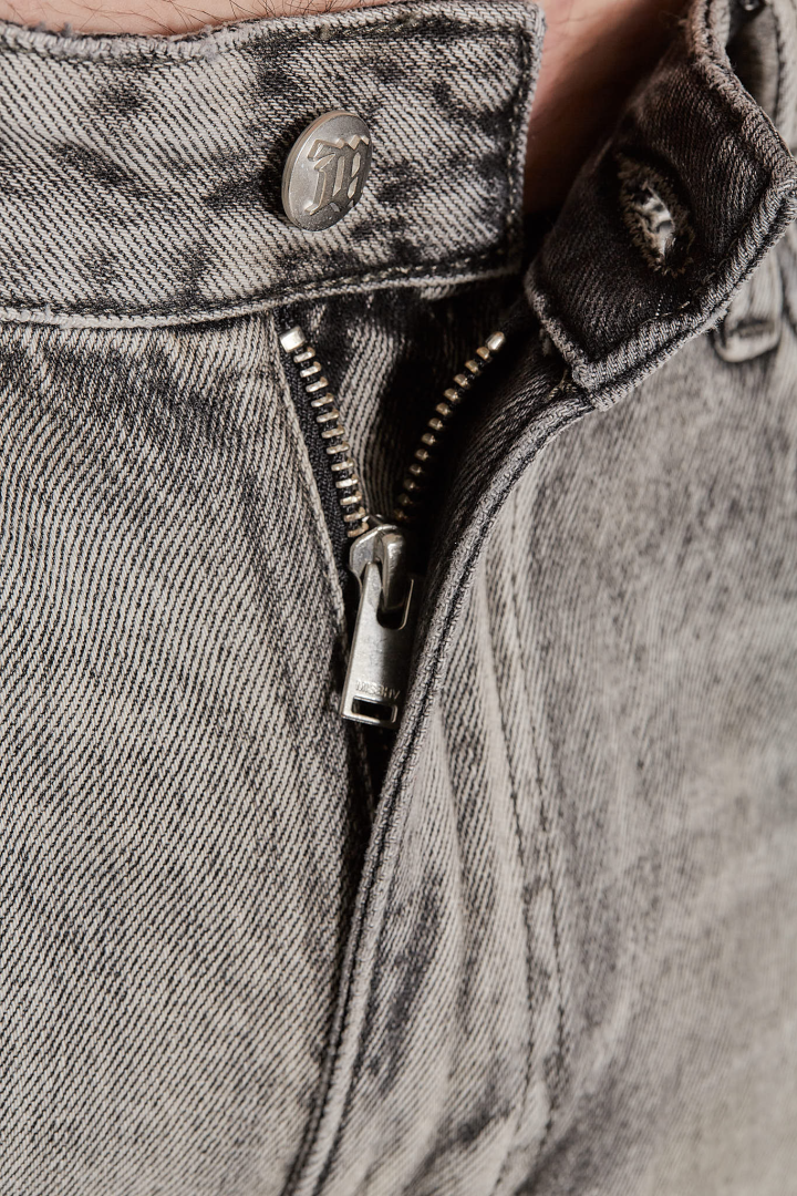 Charcoal Bootcut Denim Trousers Unisex - Grey