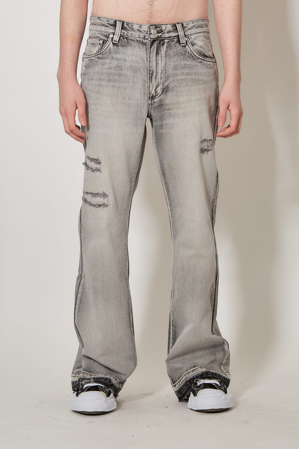 Charcoal Bootcut Denim Trousers Unisex - Grey
