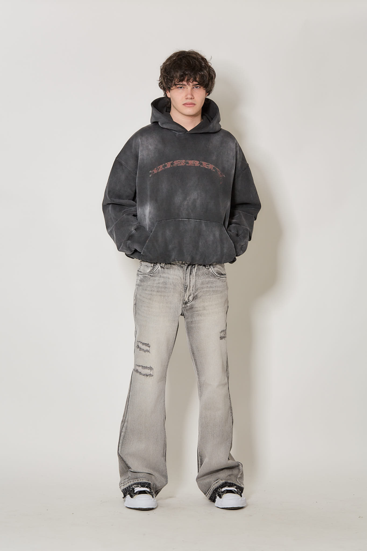 Charcoal Bootcut Denim Trousers Unisex - Grey