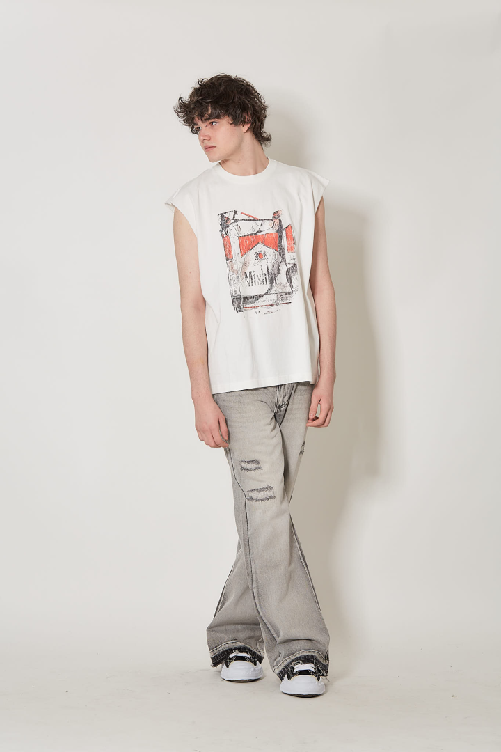 Charcoal Bootcut Denim Trousers Unisex - Grey