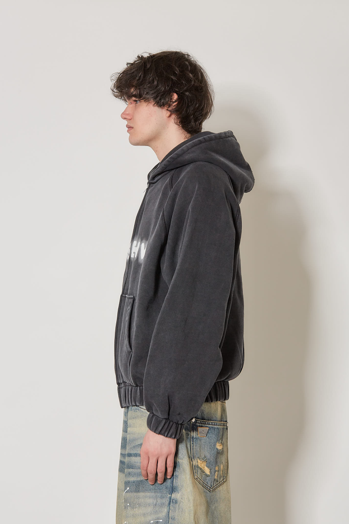 Community Zipped Hoodie Unisex - Washed Black