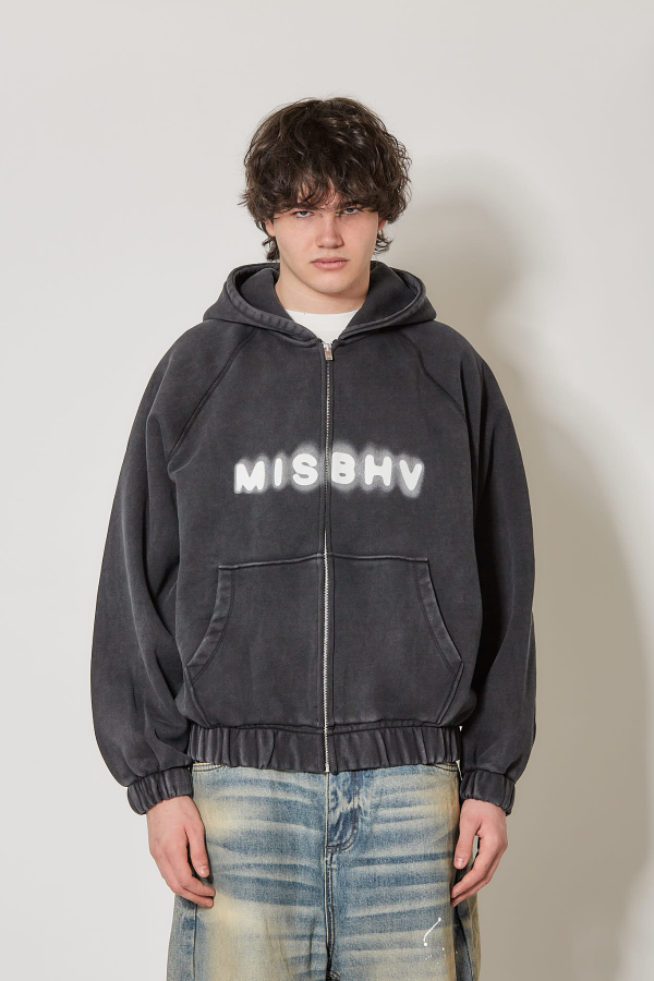 Community Zipped Hoodie Unisex - Washed Black