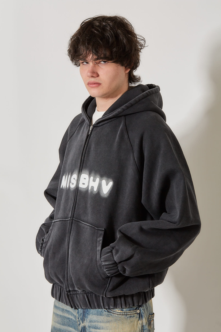Community Zipped Hoodie Unisex - Washed Black