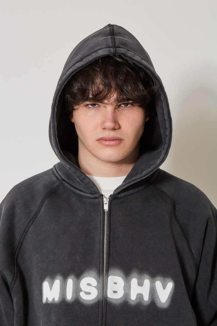 Community Zipped Hoodie Unisex - Washed Black