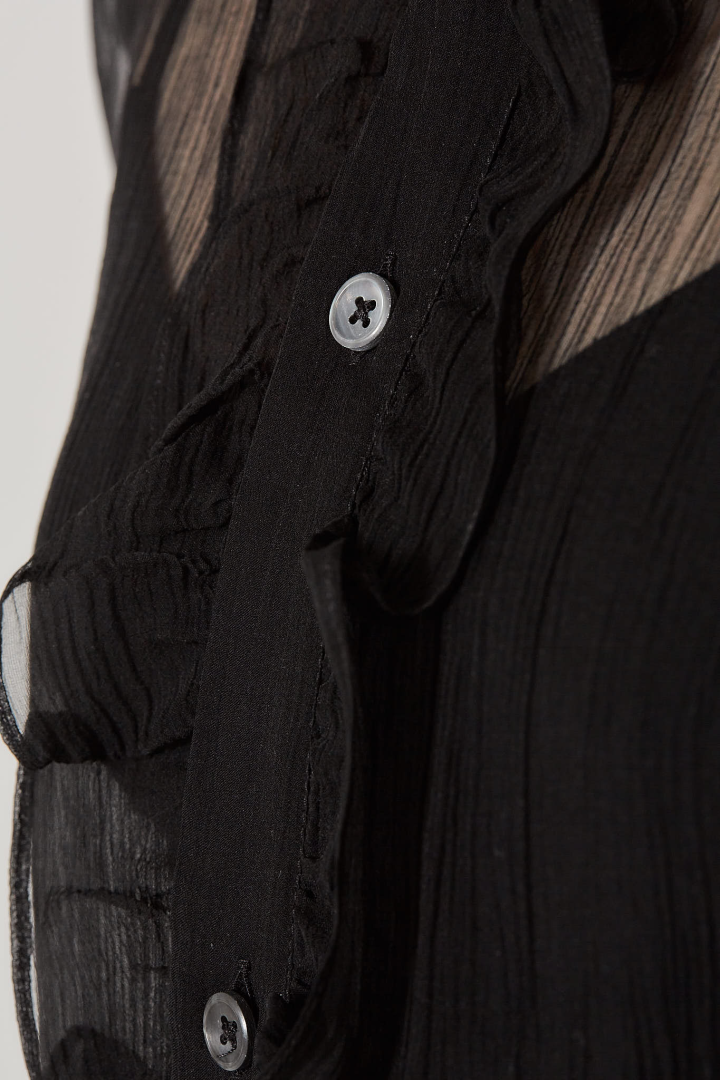 Erma Slim Fit Ruffled Shirt - Black