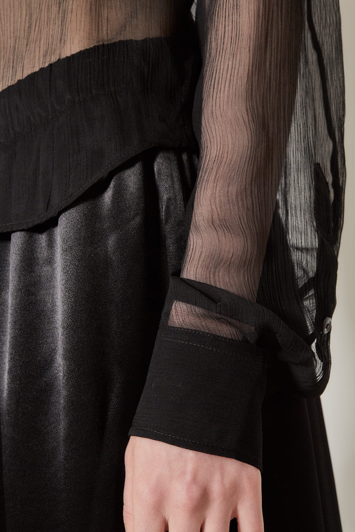 Erma Slim Fit Ruffled Shirt - Black