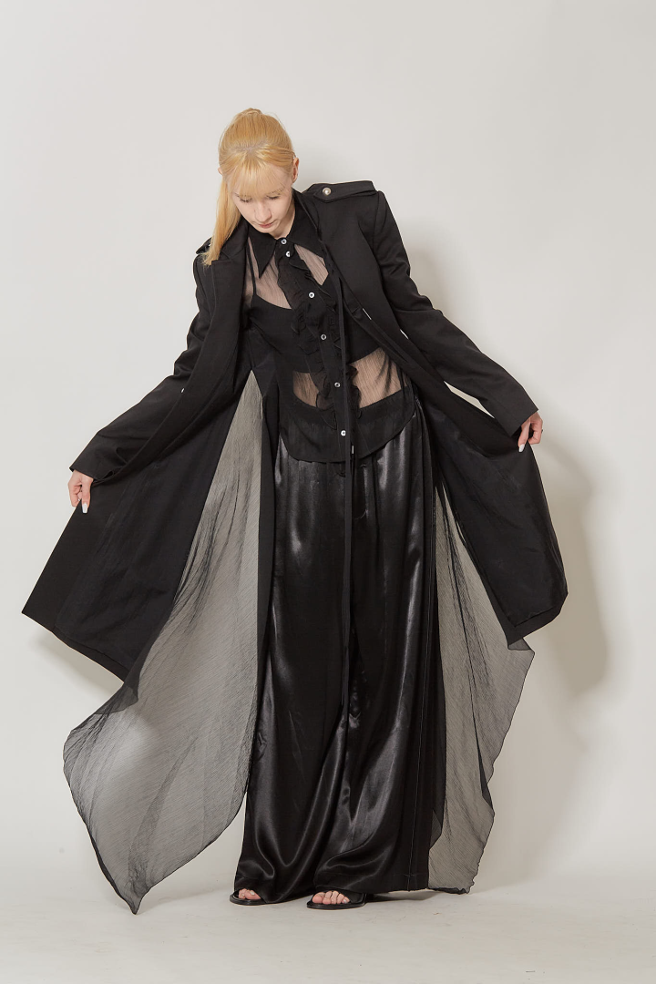 Erma Slim Fit Ruffled Shirt - Black