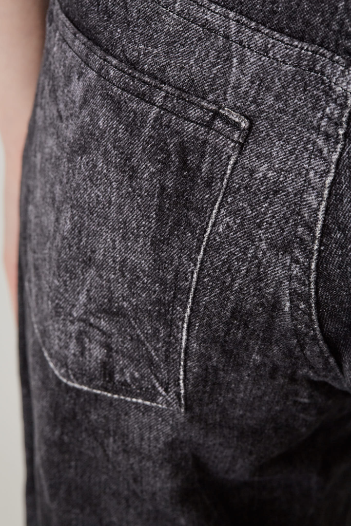 Large Velvet Denim Pants - Grey Black Washed