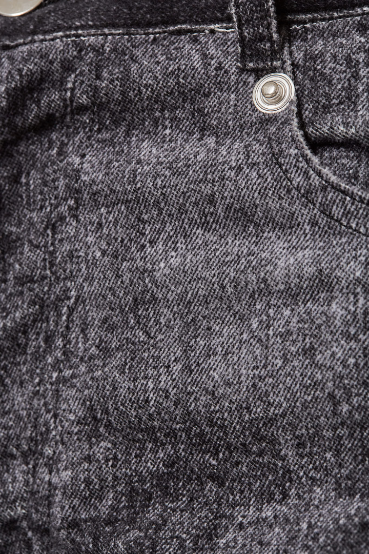 Large Velvet Denim Pants - Grey Black Washed