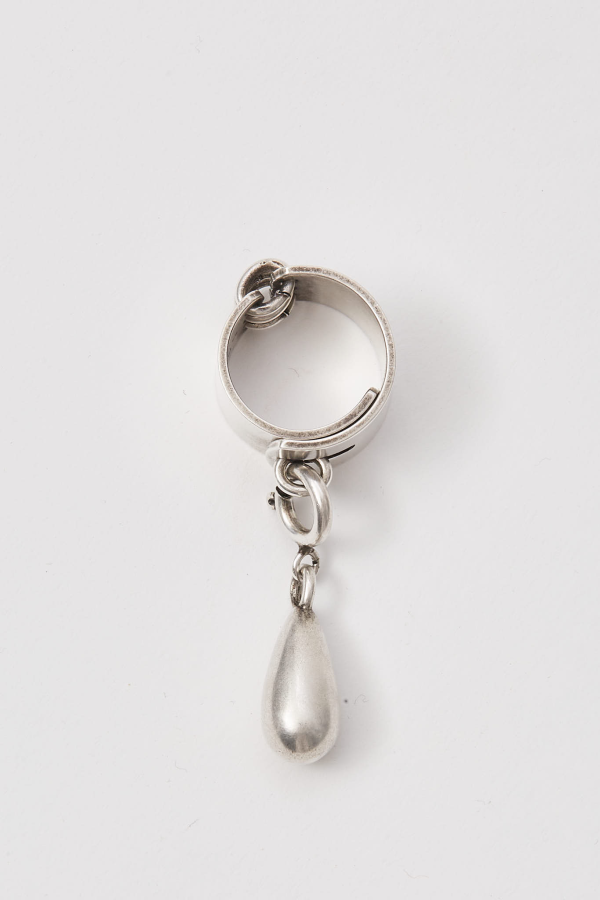 Aurelie Lockring With Pearl - Antique Silver