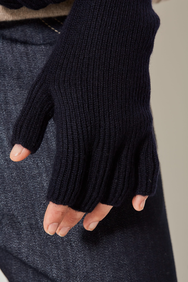 Fingerless Rib Gloves - Midnight