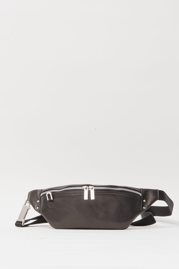 Leather Geo Bumbag - Black