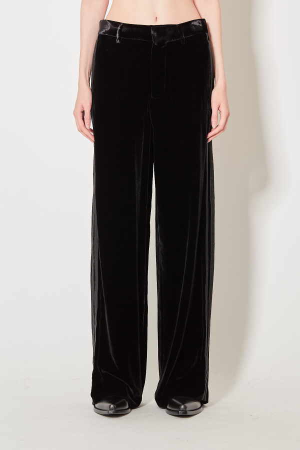 Viola Flared Leg Loose Trousers With Double Side Bands - Black