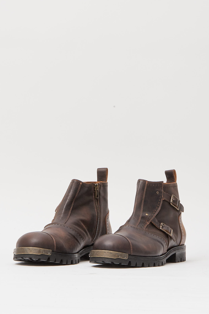 Brass Tip Buckle Boots With Spats - 85