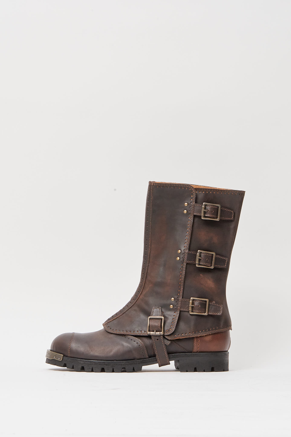 Brass Tip Buckle Boots With Spats - 85