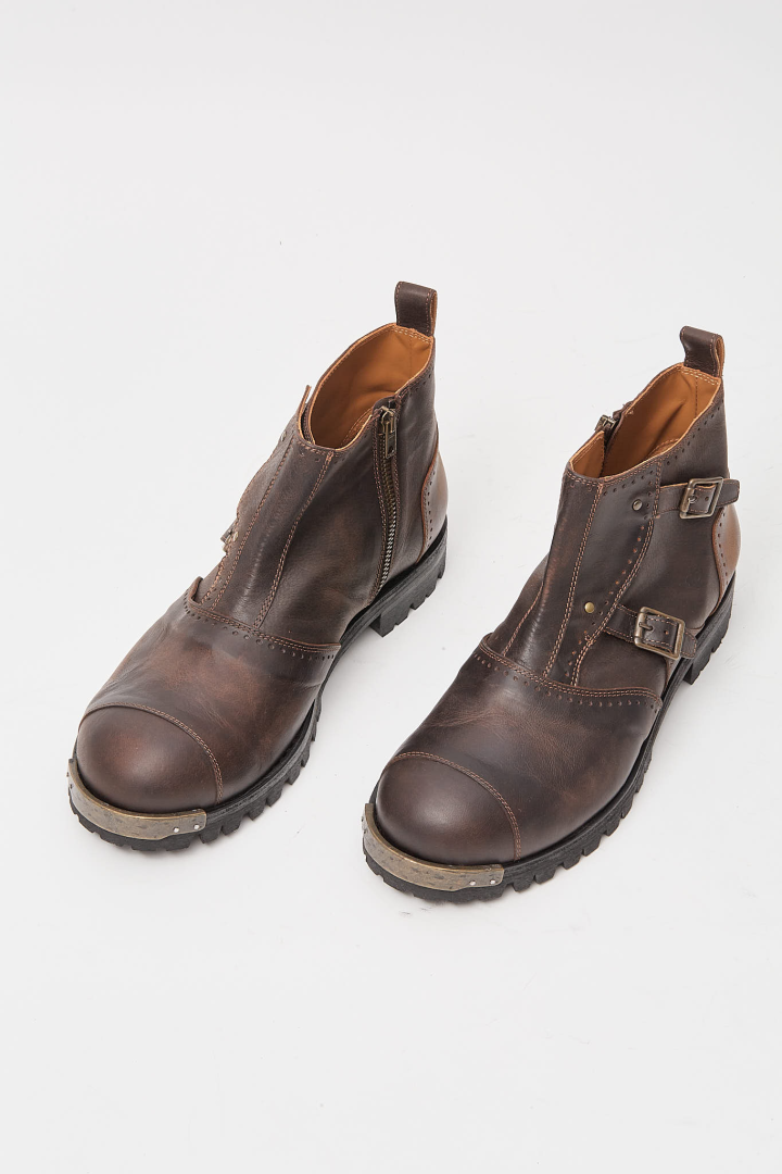 Brass Tip Buckle Boots With Spats - 85
