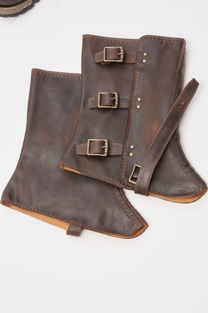 Brass Tip Buckle Boots With Spats - 85