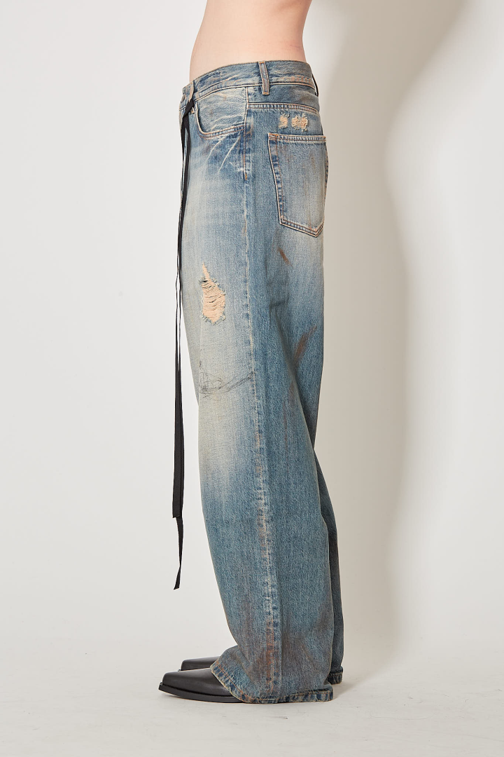 Jakoba 5-Pockets Straight Leg Loose Trousers - Vintage Blue